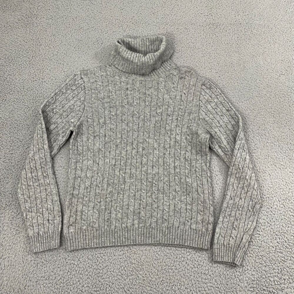 J.Crew Cable Knit‎ Sweater Women S Gray Wool Blend Turtleneck